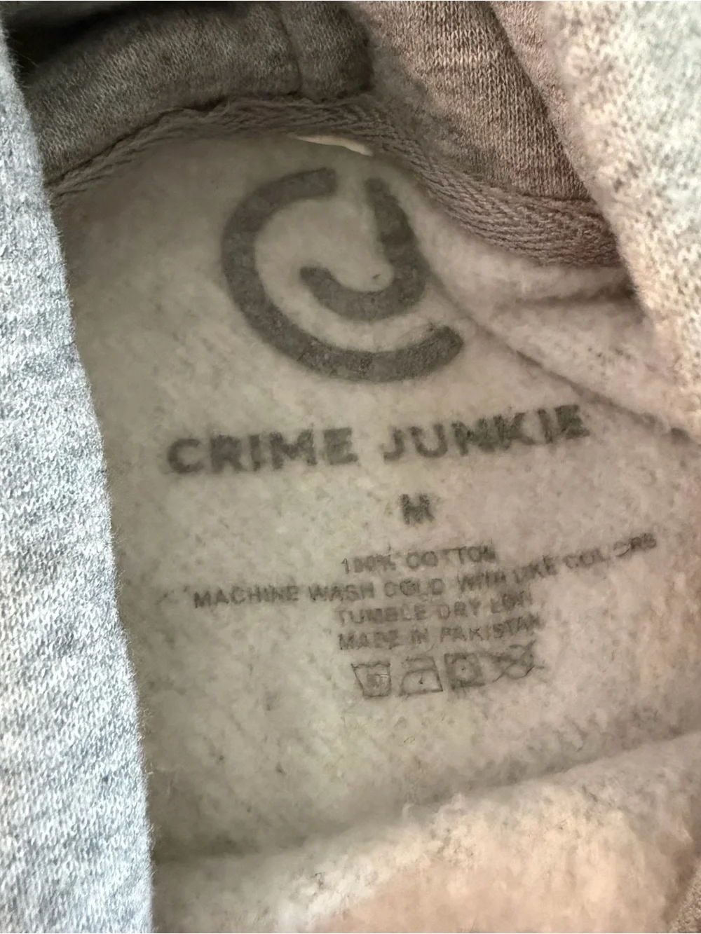 Crime Junkie Graphic Hoodie - Gray with Colorful Print - Picture 3 of 3
